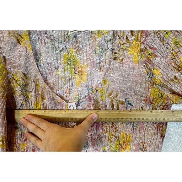 Free People We The Free Angelina Lace Top in Light Pink Yellow Floral Combo XL - Picture 10 of 11